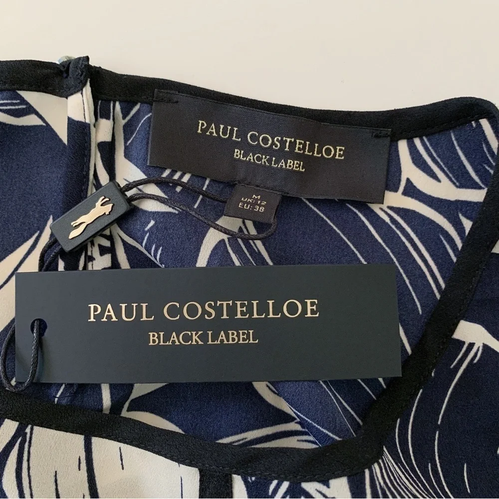 Paul Costelloe Blue Floral Sleeveless Blouse Medium NEW NWT Quiet Luxury